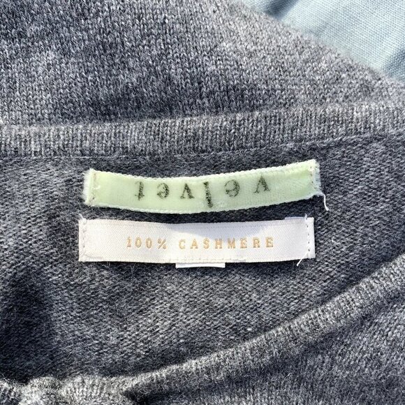 Velvet Cashmere Sweater Dress Long Sleeve Tie Neck Gray Medium - Picture 5 of 6